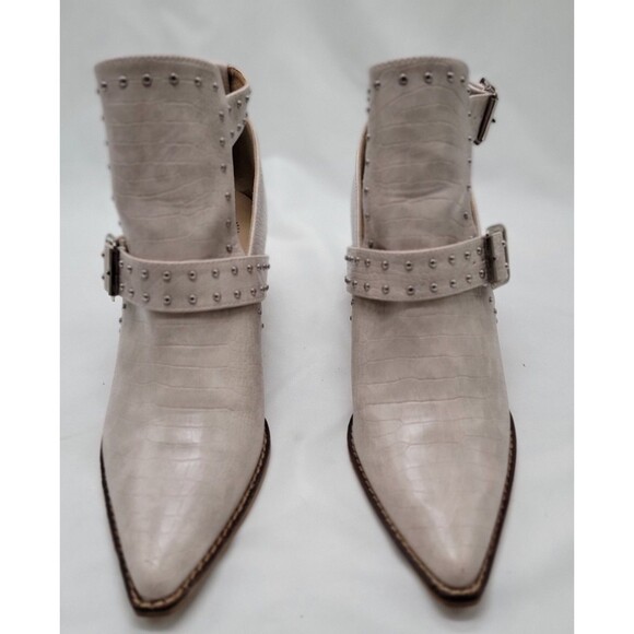 A Riber Girl Womens Emme Gray Studded Faux Croc Heeled Ankle Boots Size 8.5 US - Picture 9 of 10